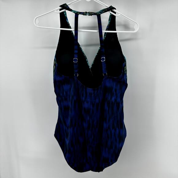 Miraclesuit Alhambra Wrapsody Tummy Control One-Piece Swimsuit Plunging Blue 14 - Picture 7 of 7